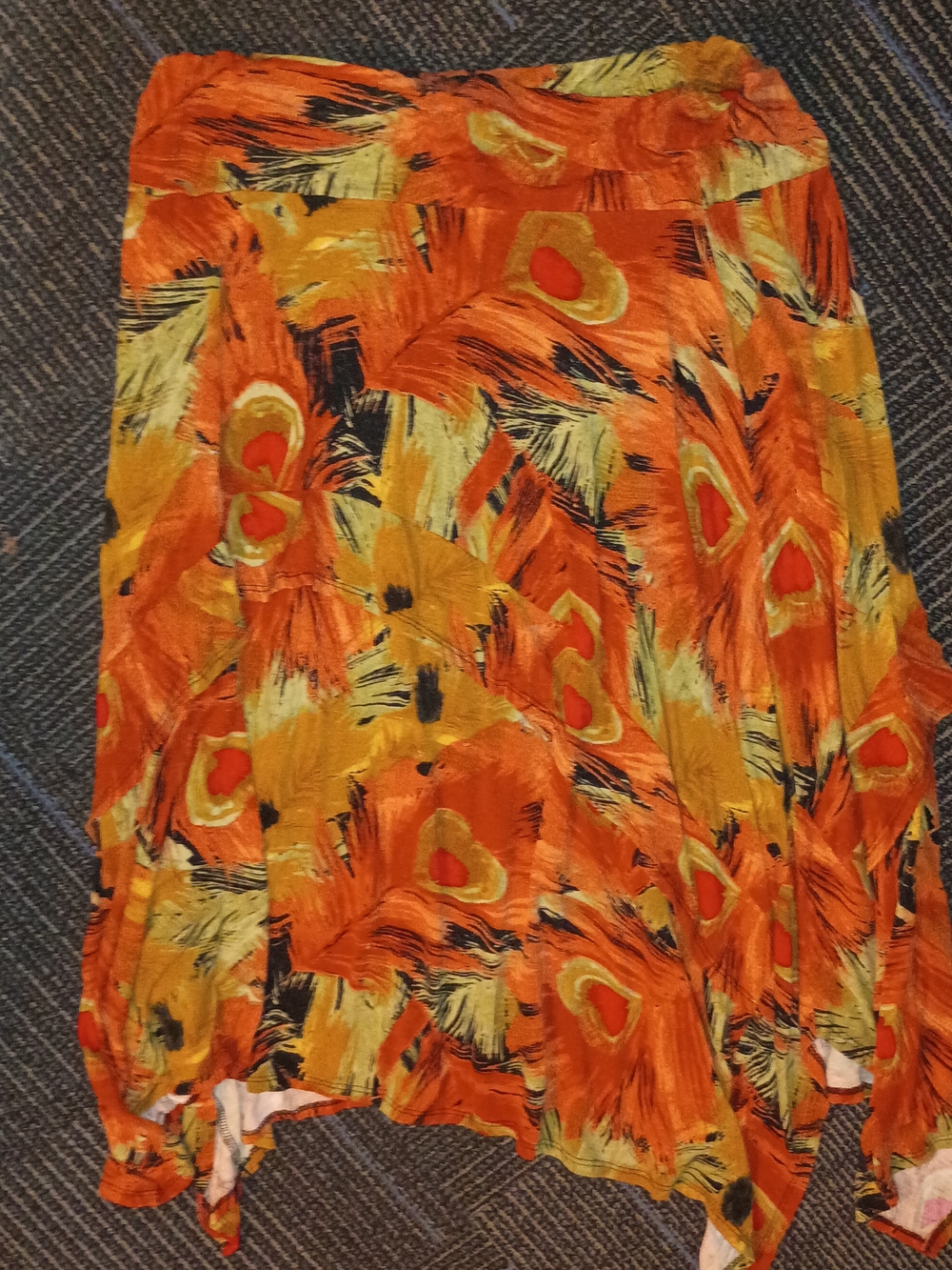 Coco Bianco Orange & Yellow Asymmetrical Printed Skirt
